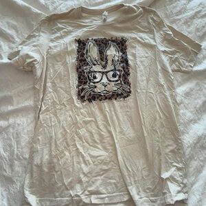 Bella Canvas Graphic Bunny Tee with Leopard Frame size XL